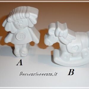 Cavallo a dondolo e bimba in gesso profumato