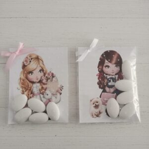 Segnaposto comunione e compleanno bimba 5 confetti