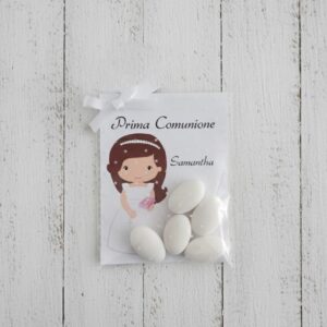 Segnaposto prima comunione bimba 5 confetti