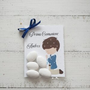 Segnaposto prima comunione Bimbo 5 confetti