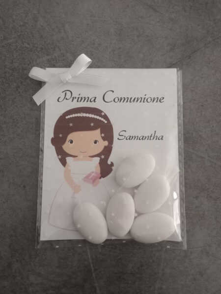 Segnaposto prima comunione bimba 5 confetti