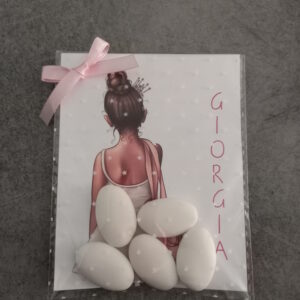 Segnaposto comunione tema danza 5 confetti