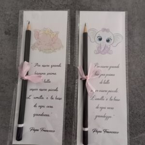 Segnaposto con matita elefantino rosa