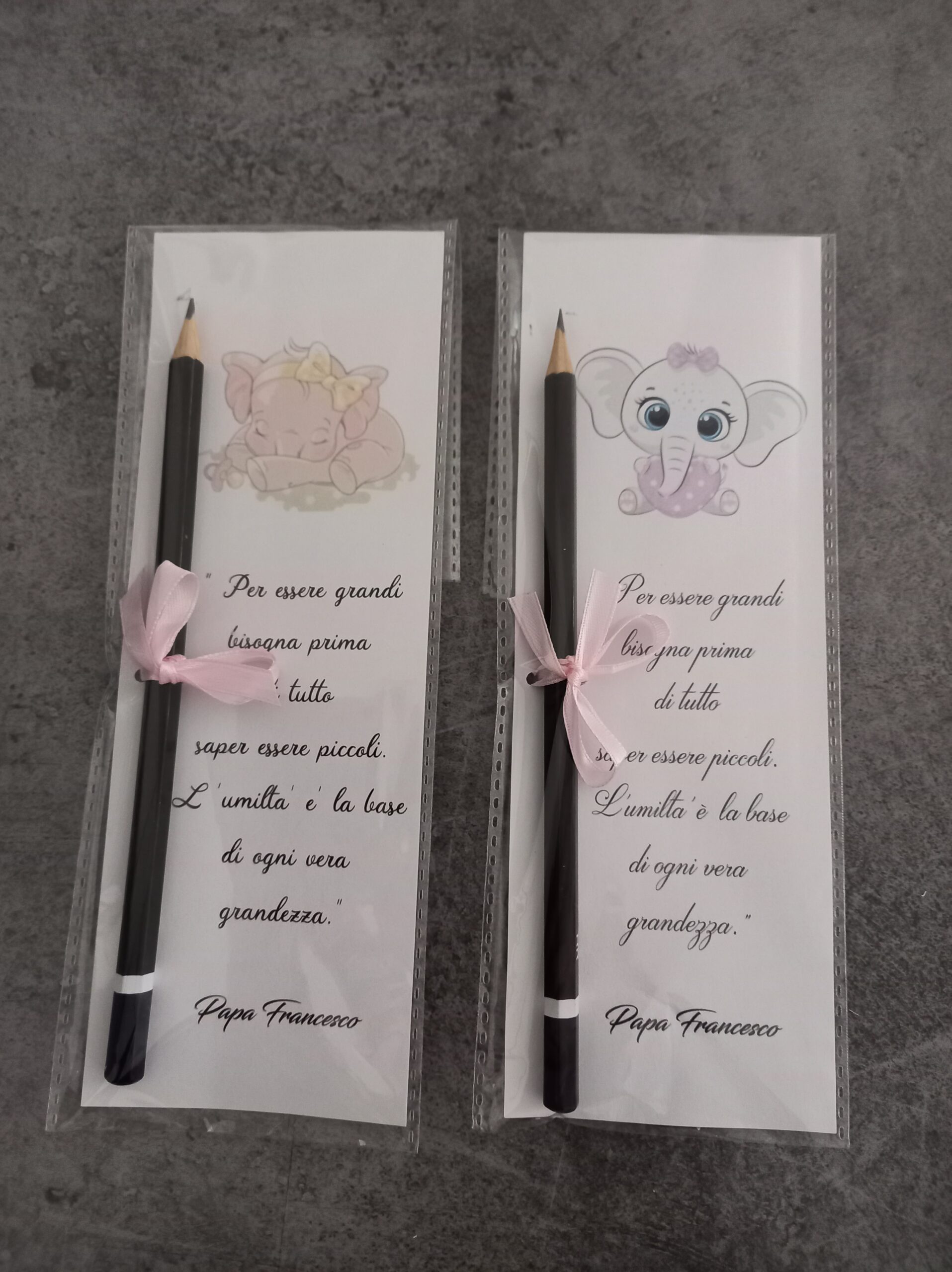 Segnaposto con matita elefantino rosa