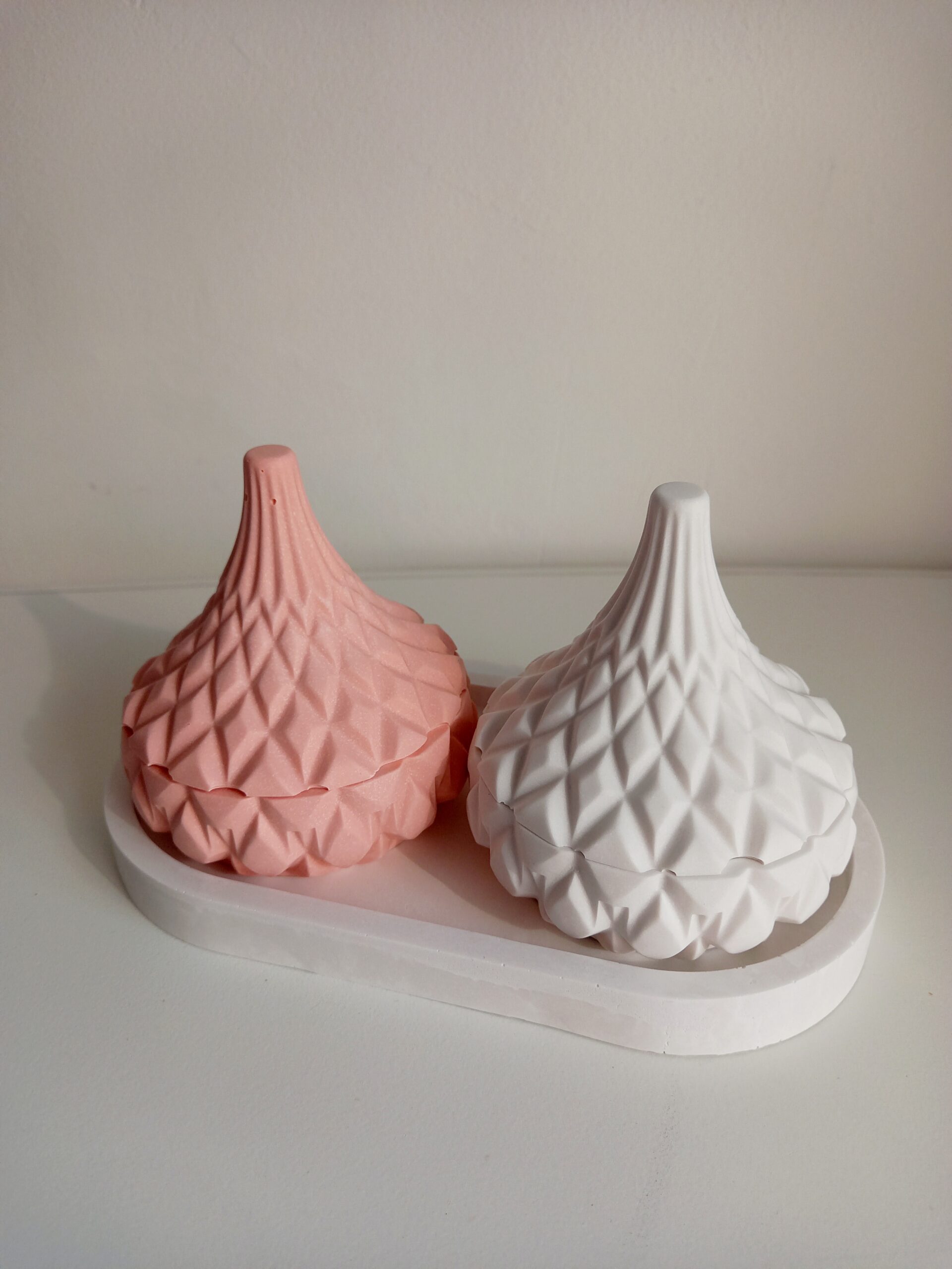 Set doppio porta gioie bianco/corallo