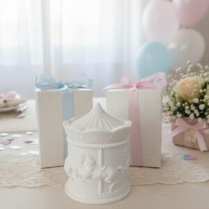 Bomboniera Carosello Portagioie Shabby Chic in Gesso